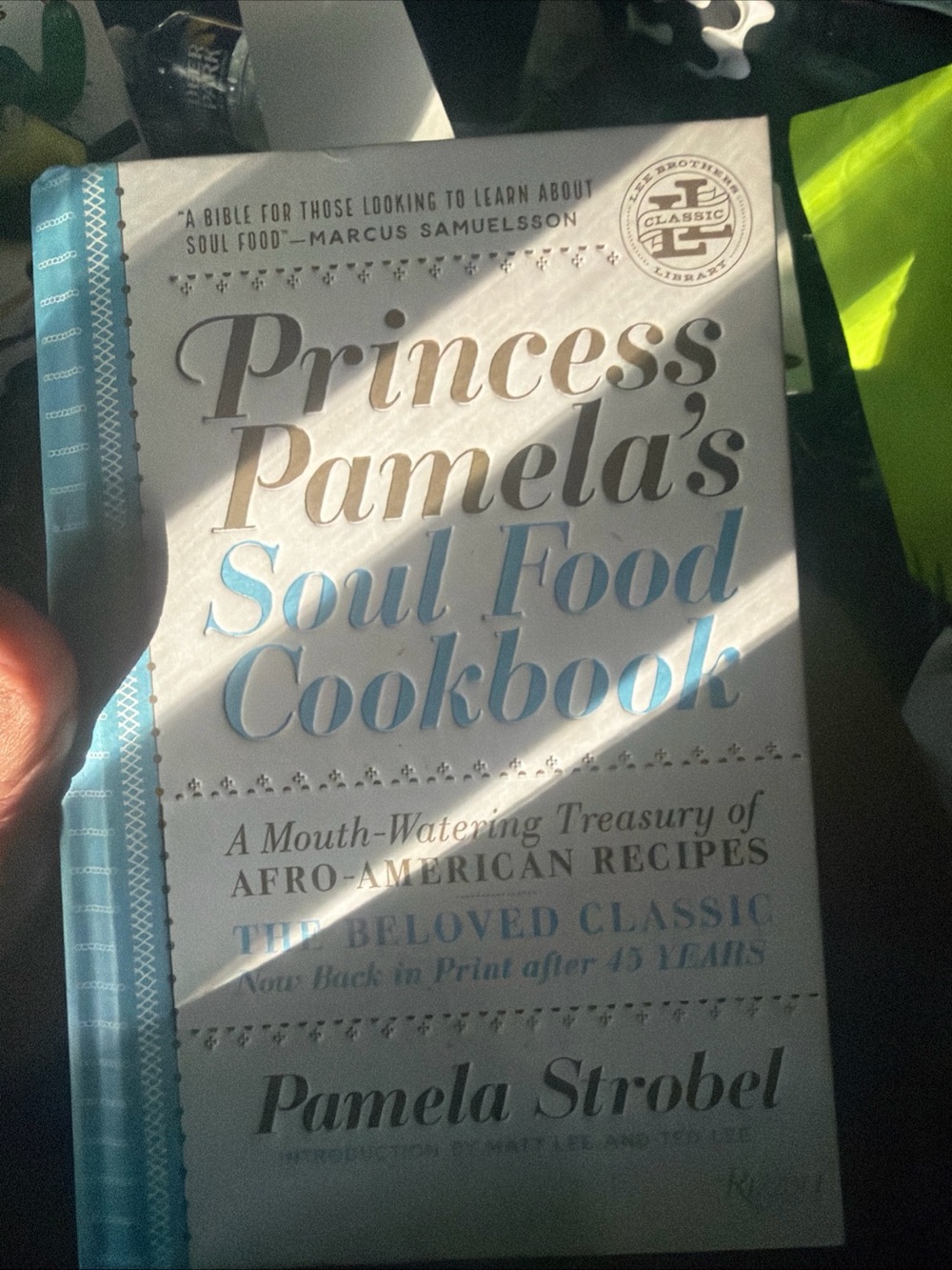 Princess Pamela's Soul Food Cookbook by Pamela Strobel - White & Blue Cover